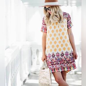 TANVI KEDIA Anthropologie Caltha Swing Dress Rayon Beaded Sequined Size LARGE